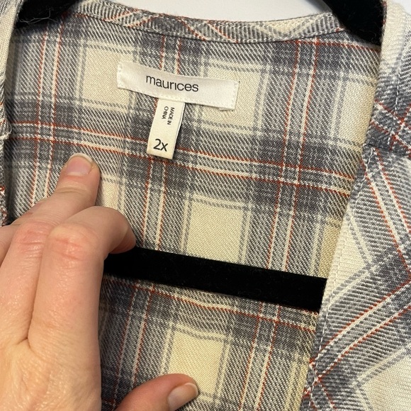 Maurices Plaid Dip Dye Ombré Kimono Duster 2X - Picture 2 of 13